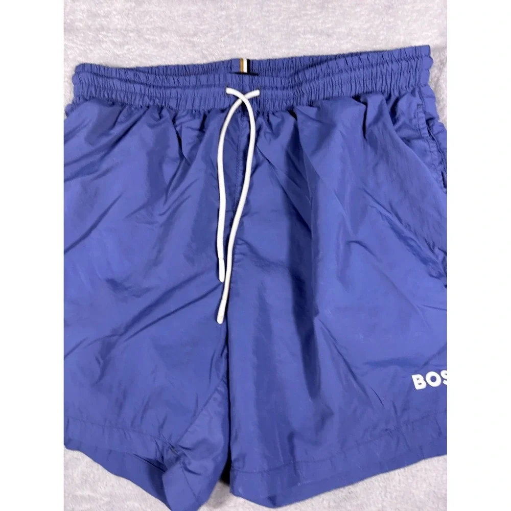 Boss Swim Trunks S Blue Mens Drawstring Elastic Waist